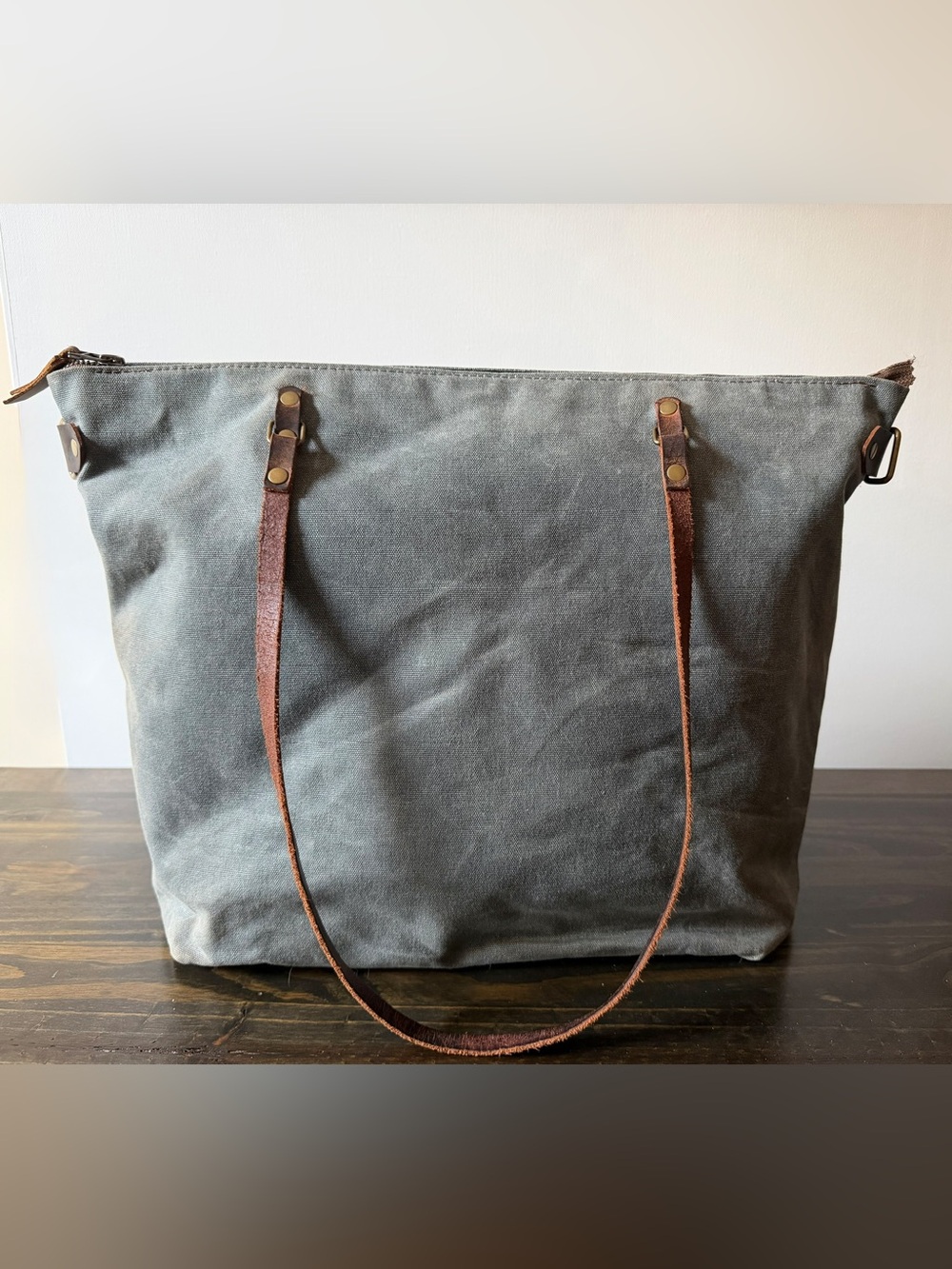 In Blue Handmade Minimalist Waxed Canvas Tote XL